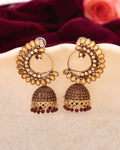 Jewels Nest Gold Plated Kundan Style Jhumka Earrings With Maroon Beads For Women | Grocsy