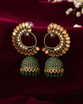 Jewels Nest Gold Plated Kundan Style Green Jhumka Earrings With Bead Drops For Women | Grocsy