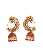 Jewels Nest Gold Plated Kundan Style Red Beaded Jhumka Earrings For Women | Grocsy