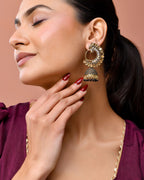 Jewels Nest Gold Plated Kundan Style Black Beaded Jhumka Earrings For Women | Grocsy