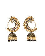 Jewels Nest Gold Plated Kundan Style Black Beaded Jhumka Earrings For Women | Grocsy