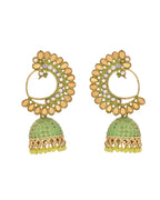 Jewels Nest Gold Plated Kundan Style Green Beaded Jhumka Earrings For Women | Grocsy