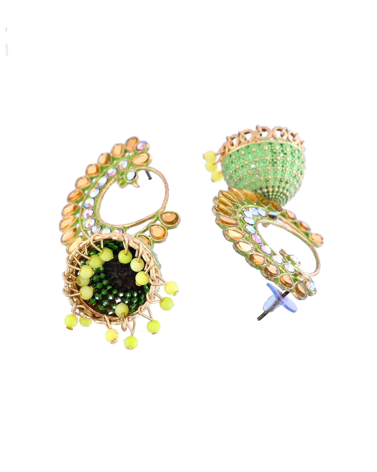 Jewels Nest Gold Plated Kundan Style Green Beaded Jhumka Earrings For Women | Grocsy
