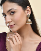 Jewels Nest Gold-Polished Pearl Jhumka Earrings – Traditional Ethnic Design