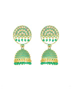 Jewels Nest Gold Plated Kundan Green Dome Jhumka Earrings With Beads For Women | Grocsy