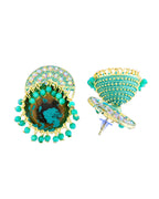 Jewels Nest Gold Plated Kundan Green Dome Jhumka Earrings With Beads For Women | Grocsy