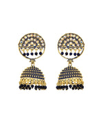 Jewels Nest Gold Plated Kundan Dark Blue Dome Jhumka Earrings With Beads For Women | Grocsy