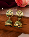 Jewels Nest Gold Plated Kundan Green Dome Jhumka Earrings With Beads For Women | Grocsy
