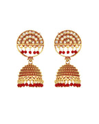 Jewels Nest Gold Plated Kundan Studded Red Bead Jhumka Earrings For Women | Grocsy