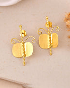 Jewels Nest Gold Plated Anti-Tarnish Waterproof Butterfly Shaped Aesthetic Stud Earrings For Women | Grocsy