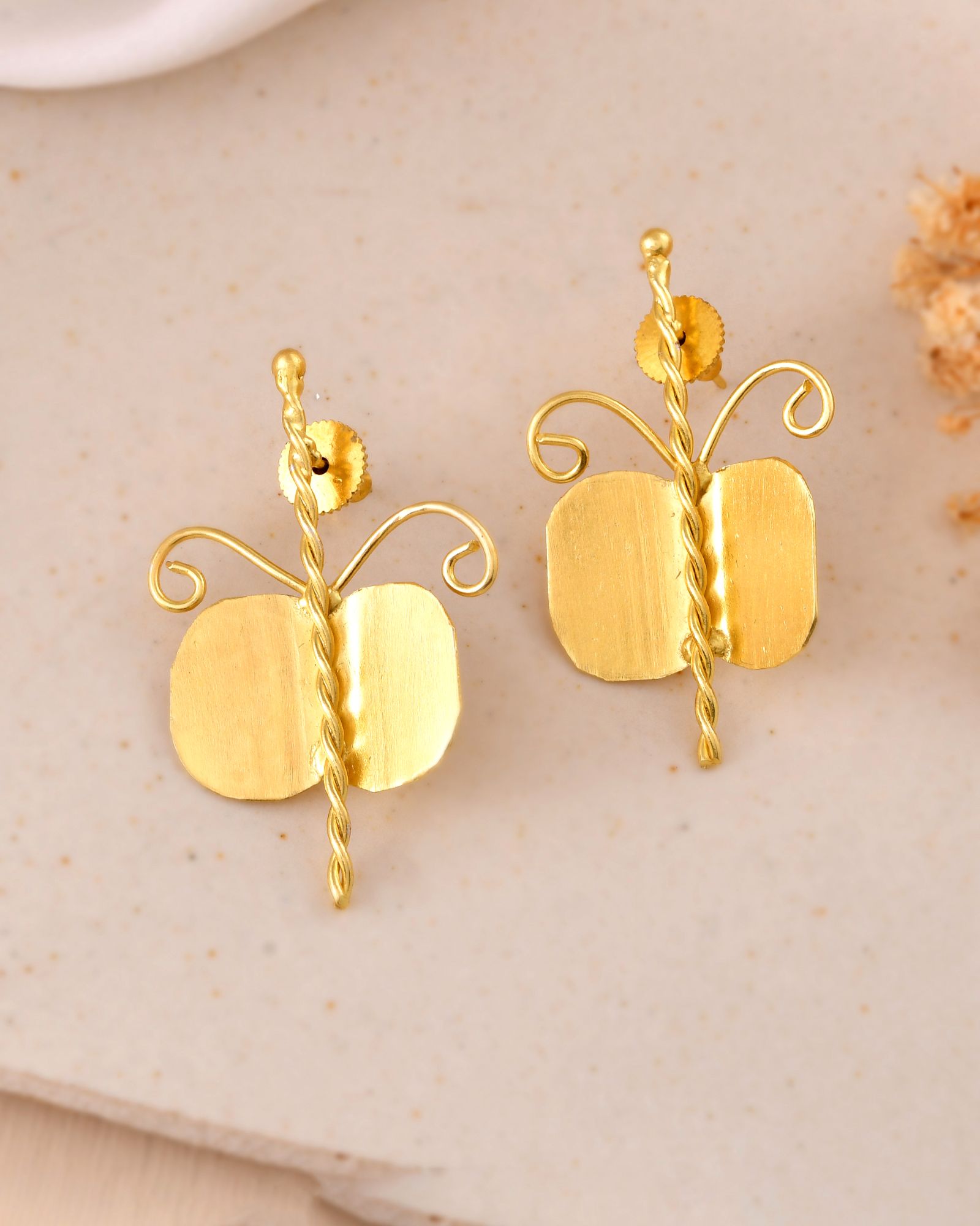 Jewels Nest Gold Plated Anti-Tarnish Waterproof Butterfly Shaped Aesthetic Stud Earrings For Women | Grocsy