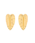 Jewels Nest Gold Leaf Textured Statement Stud Earrings For Women | Grocsy