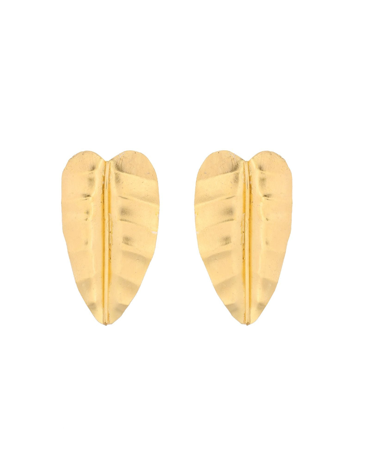 Jewels Nest Gold Leaf Textured Statement Stud Earrings For Women | Grocsy