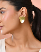 Jewels Nest Gold-Tone Heart-Shaped Minimal Stud Earrings For Women | Grocsy