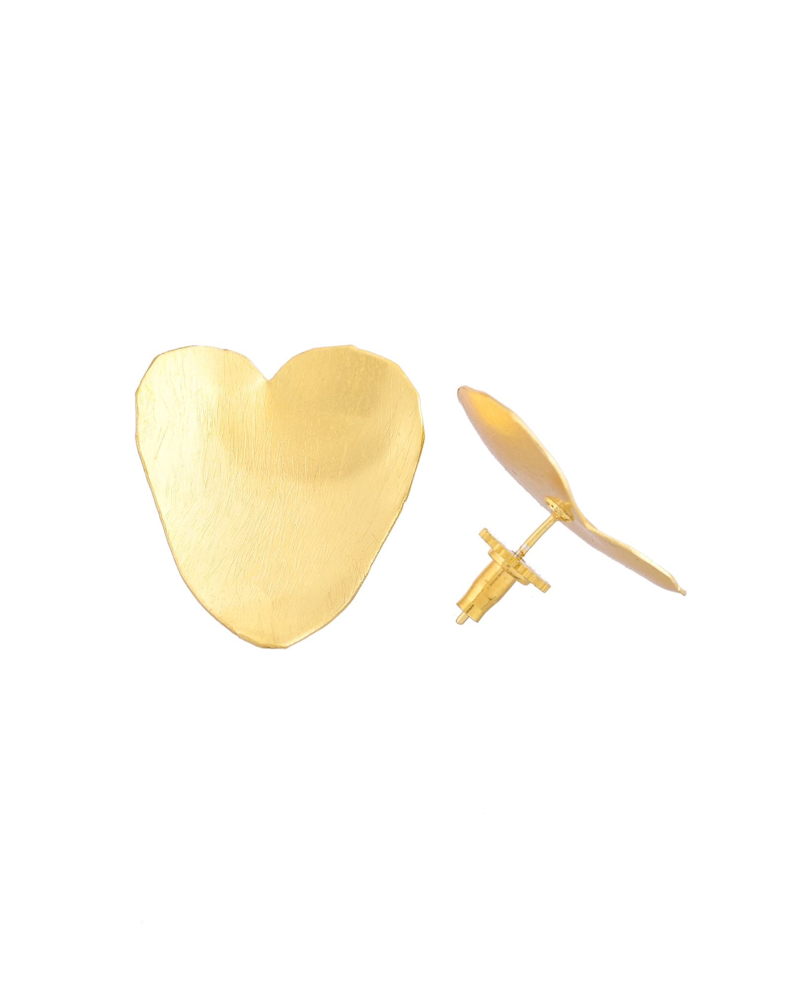 Jewels Nest Gold-Tone Heart-Shaped Minimal Stud Earrings For Women | Grocsy