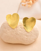 Jewels Nest Gold-Tone Heart-Shaped Minimal Stud Earrings For Women | Grocsy