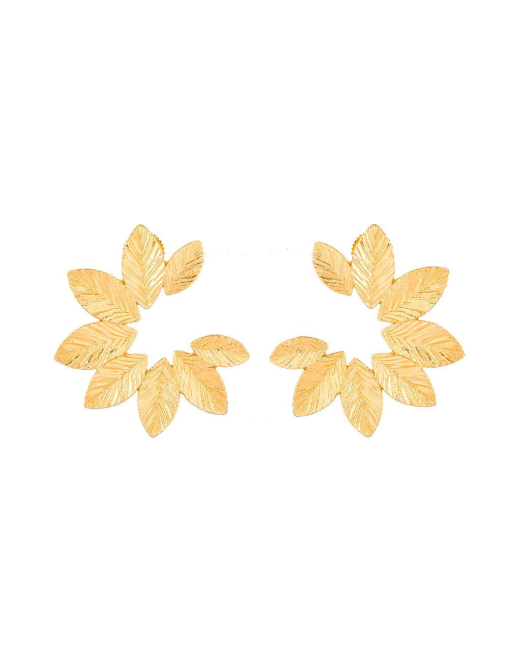 Jewels Nest Gold-Tone Leaf Wreath Stud Earrings For Women | Grocsy