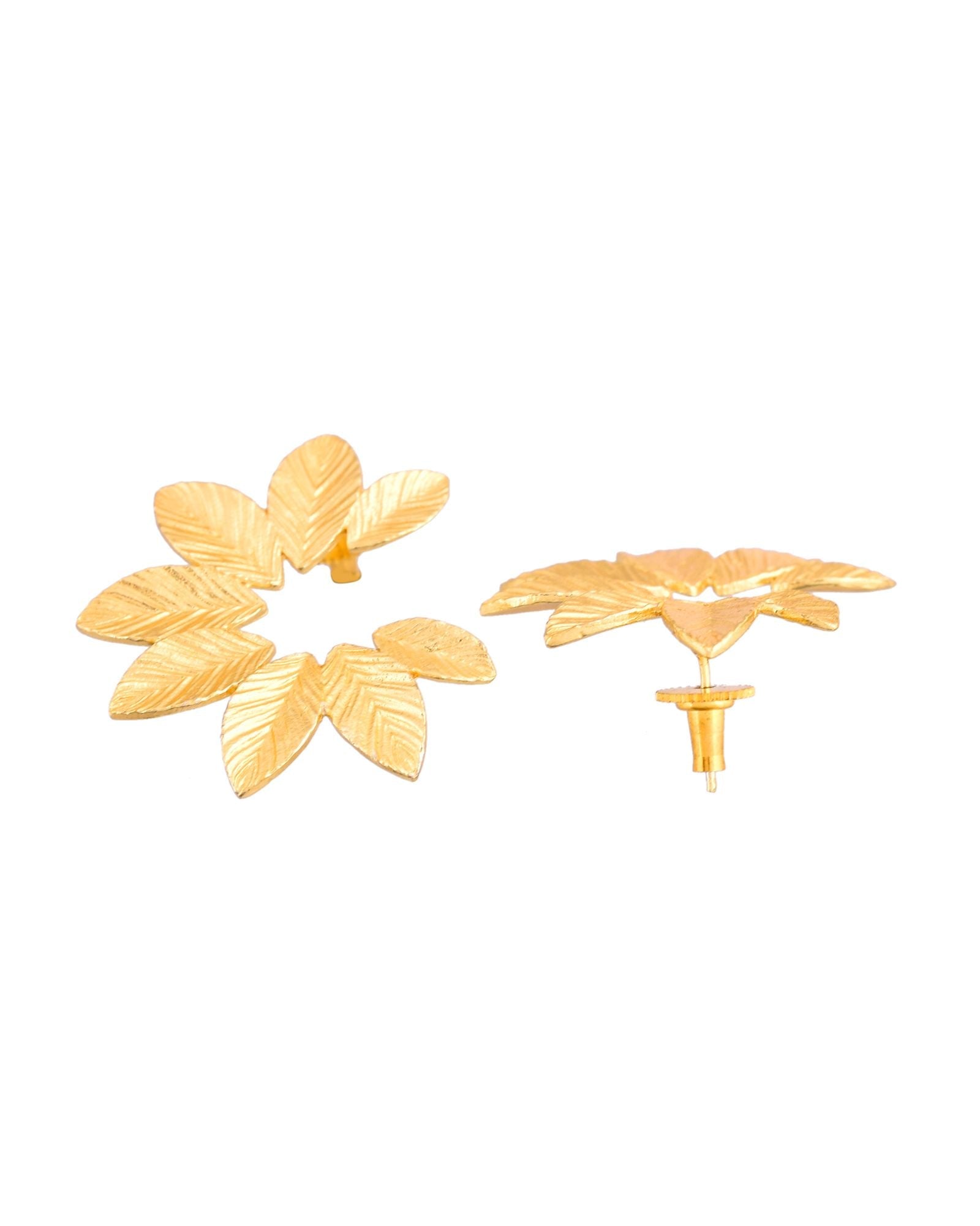 Jewels Nest Gold-Tone Leaf Wreath Stud Earrings For Women | Grocsy
