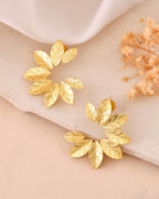Jewels Nest Gold-Tone Leaf Wreath Stud Earrings For Women | Grocsy