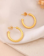 Jewels Nest Gold-Tone Twisted Hoop Earrings For Women | Grocsy