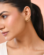 Jewels Nest Gold-Tone Floral Stud Earrings For Women | Grocsy