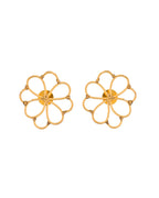 Jewels Nest Gold-Tone Floral Stud Earrings For Women | Grocsy