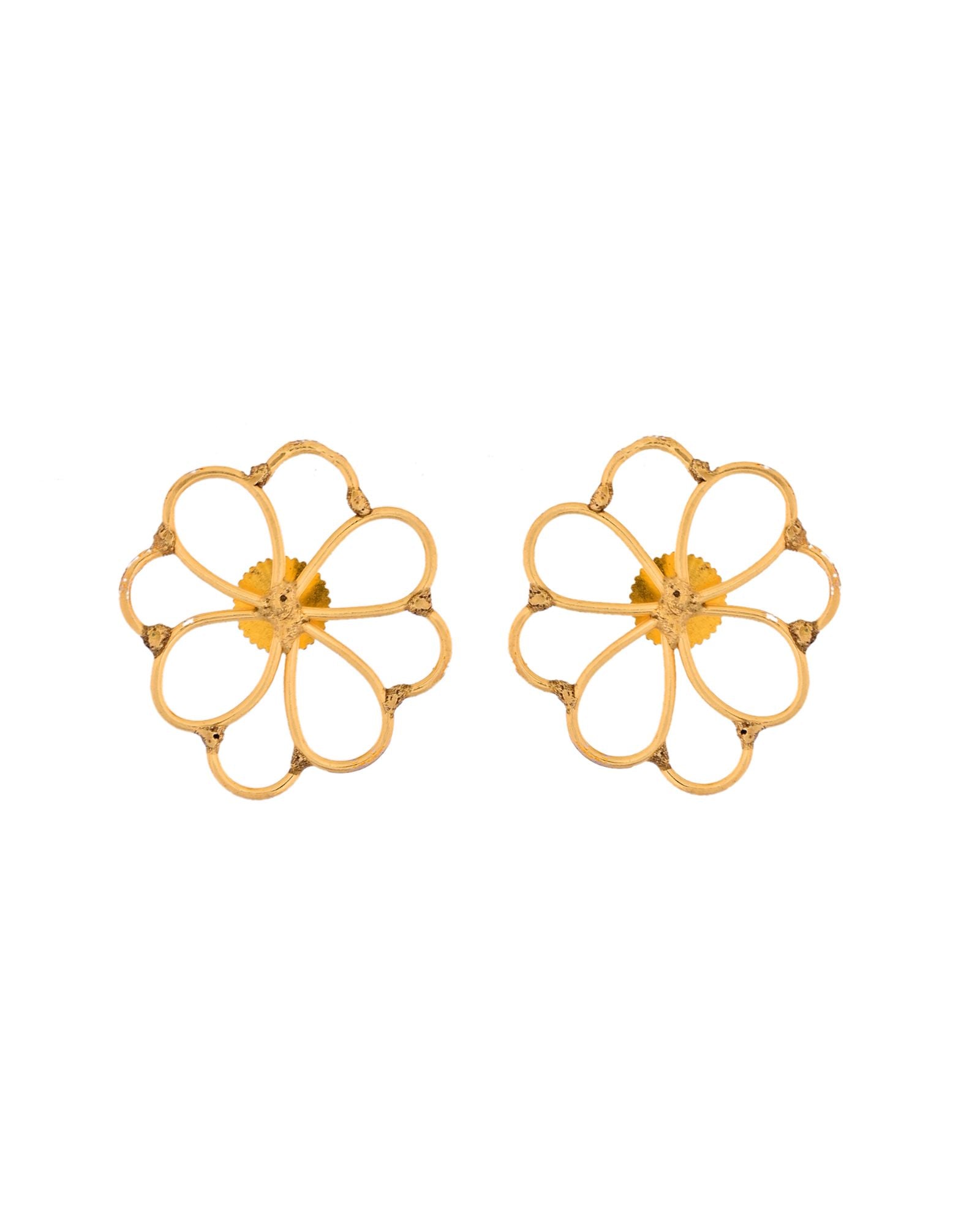 Jewels Nest Gold-Tone Floral Stud Earrings For Women | Grocsy