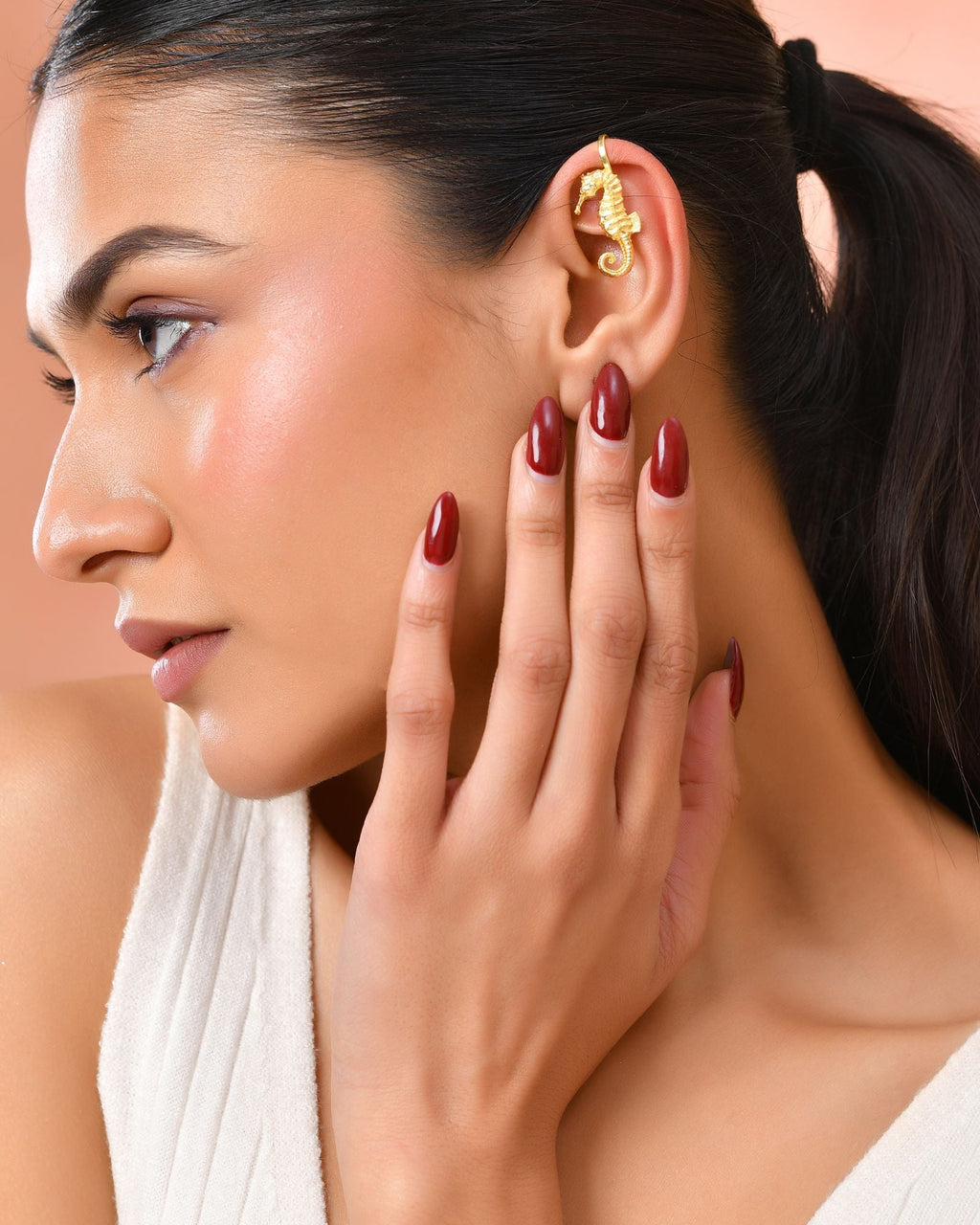 Jewels Nest Gold-Tone Seahorse Ear Cuff Earrings For Women | Grocsy