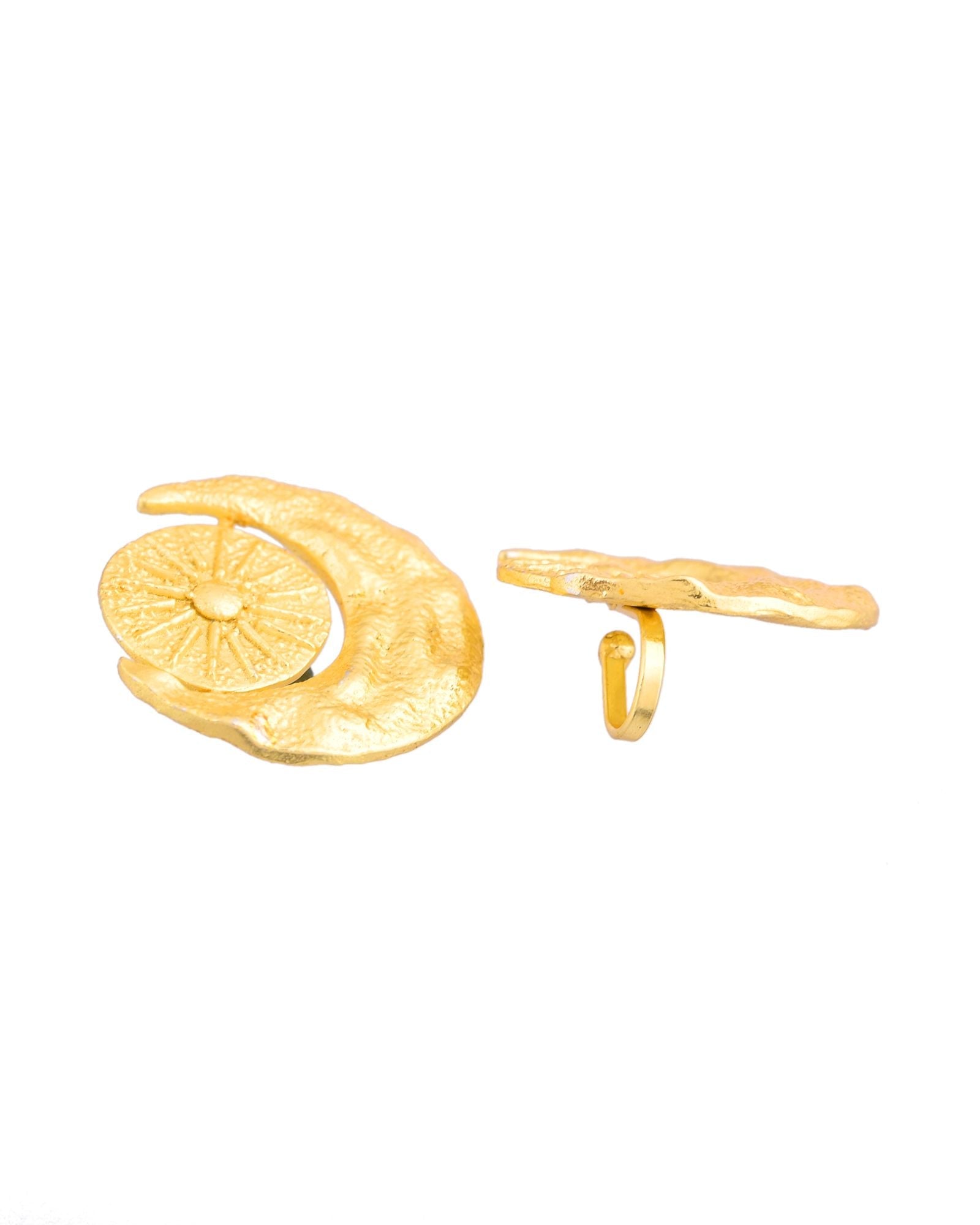 Jewels Nest Gold-Tone Textured Spiral Ear Cuff For Women | Modern Statement Jewellery | Grocsy