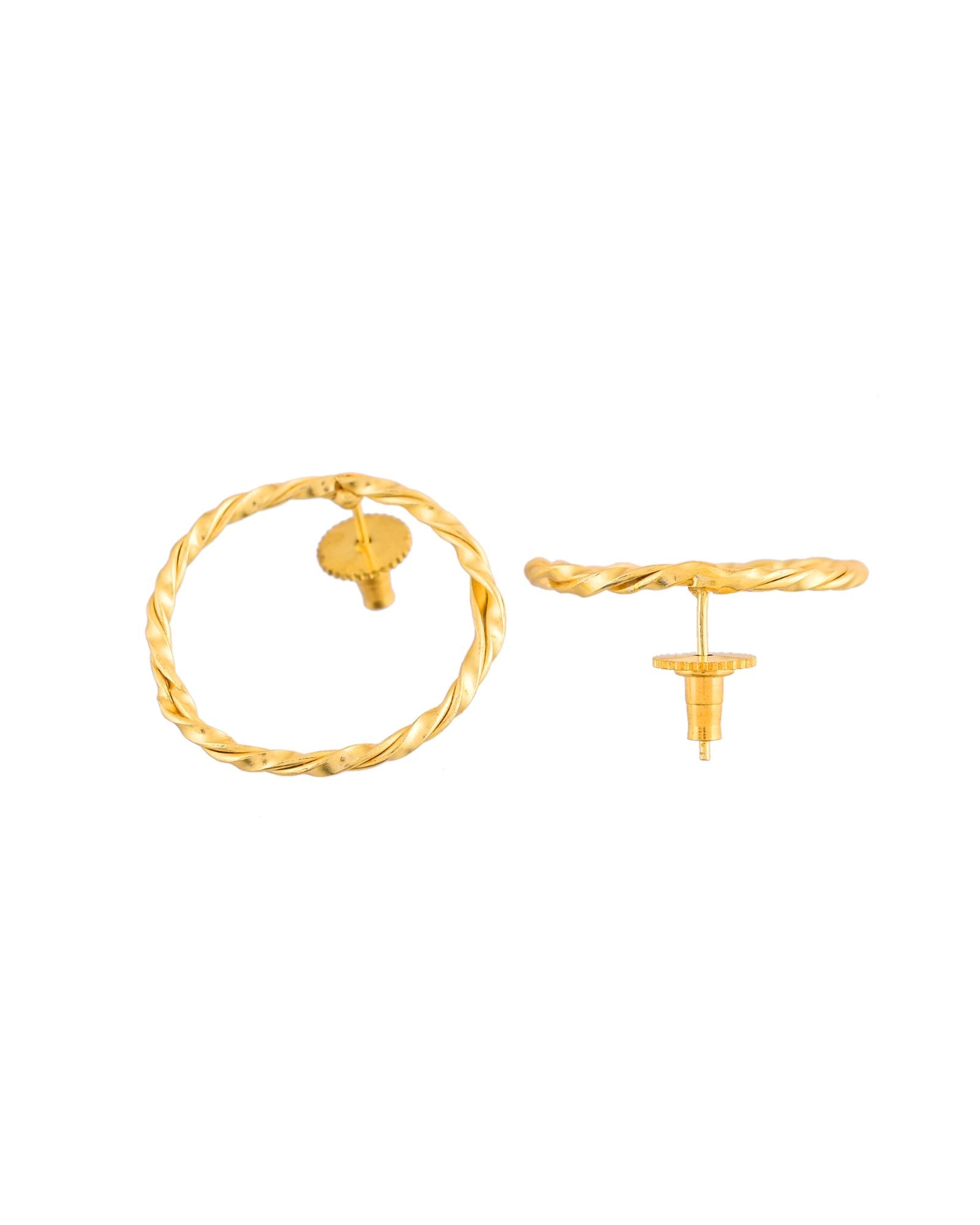 Jewels Nest Gold-Tone Twisted Hoop Earrings For Women | Minimal Everyday Jewellery | Grocsy