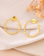 Jewels Nest Gold-Tone Twisted Hoop Earrings For Women | Minimal Everyday Jewellery | Grocsy