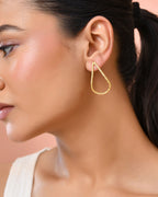 Jewels Nest Gold-Tone Twisted Teardrop Hoop Earrings For Women | Modern Minimal Jewellery | Grocsy