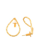 Jewels Nest Gold-Tone Twisted Teardrop Hoop Earrings For Women | Modern Minimal Jewellery | Grocsy