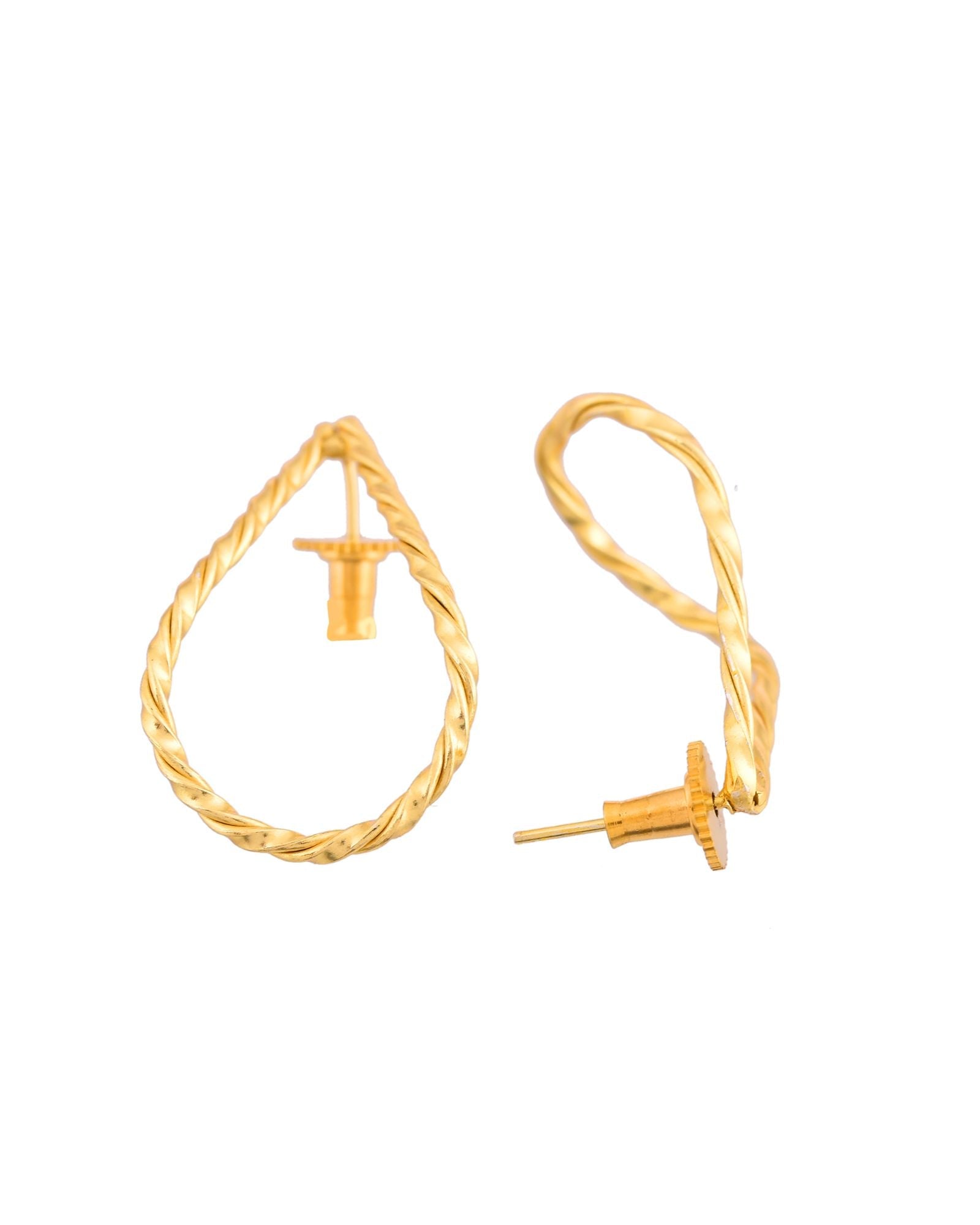 Jewels Nest Gold-Tone Twisted Teardrop Hoop Earrings For Women | Modern Minimal Jewellery | Grocsy
