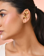 Jewels Nest Gold-Tone Crescent Ear Cuff Earrings For Women | Modern Minimal Statement Jewellery | Grocsy