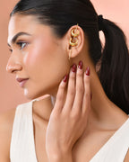 Jewels Nest Gold-Tone Crescent Ear Cuff Earrings For Women | Modern Minimal Statement Jewellery | Grocsy