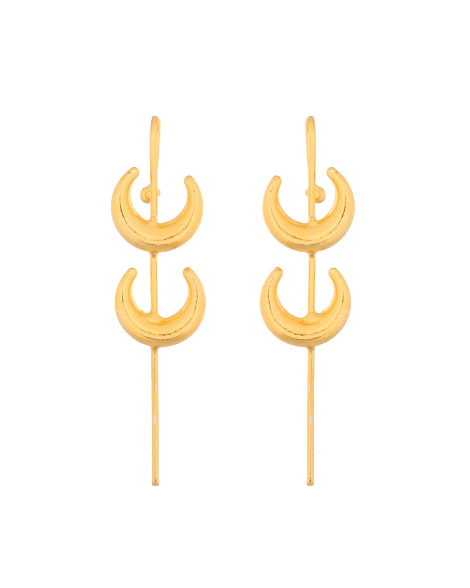 Jewels Nest Gold-Tone Crescent Ear Cuff Earrings For Women | Modern Minimal Statement Jewellery | Grocsy