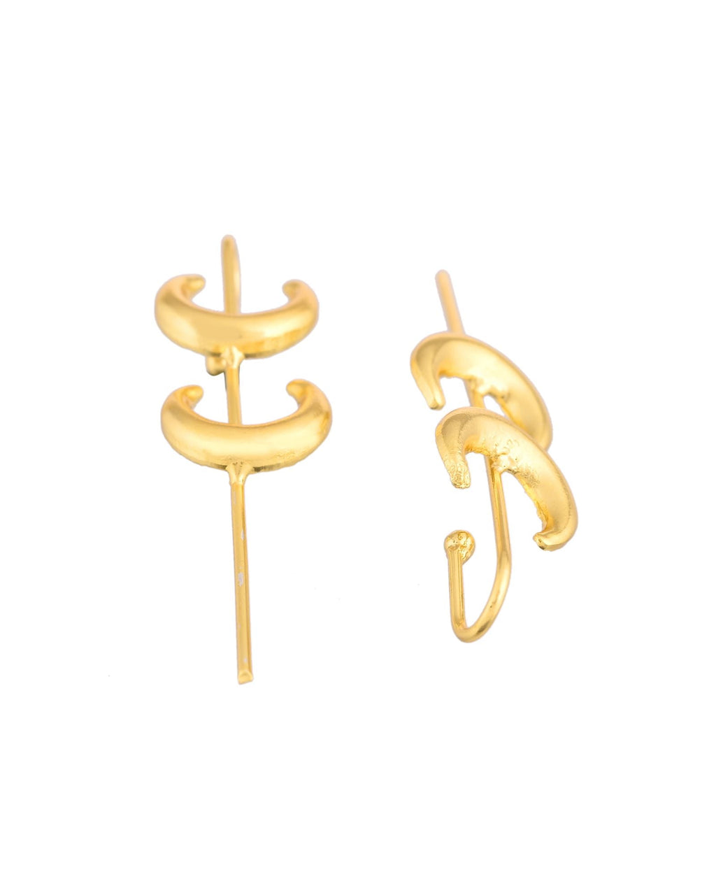 Jewels Nest Gold-Tone Crescent Ear Cuff Earrings For Women | Modern Minimal Statement Jewellery | Grocsy