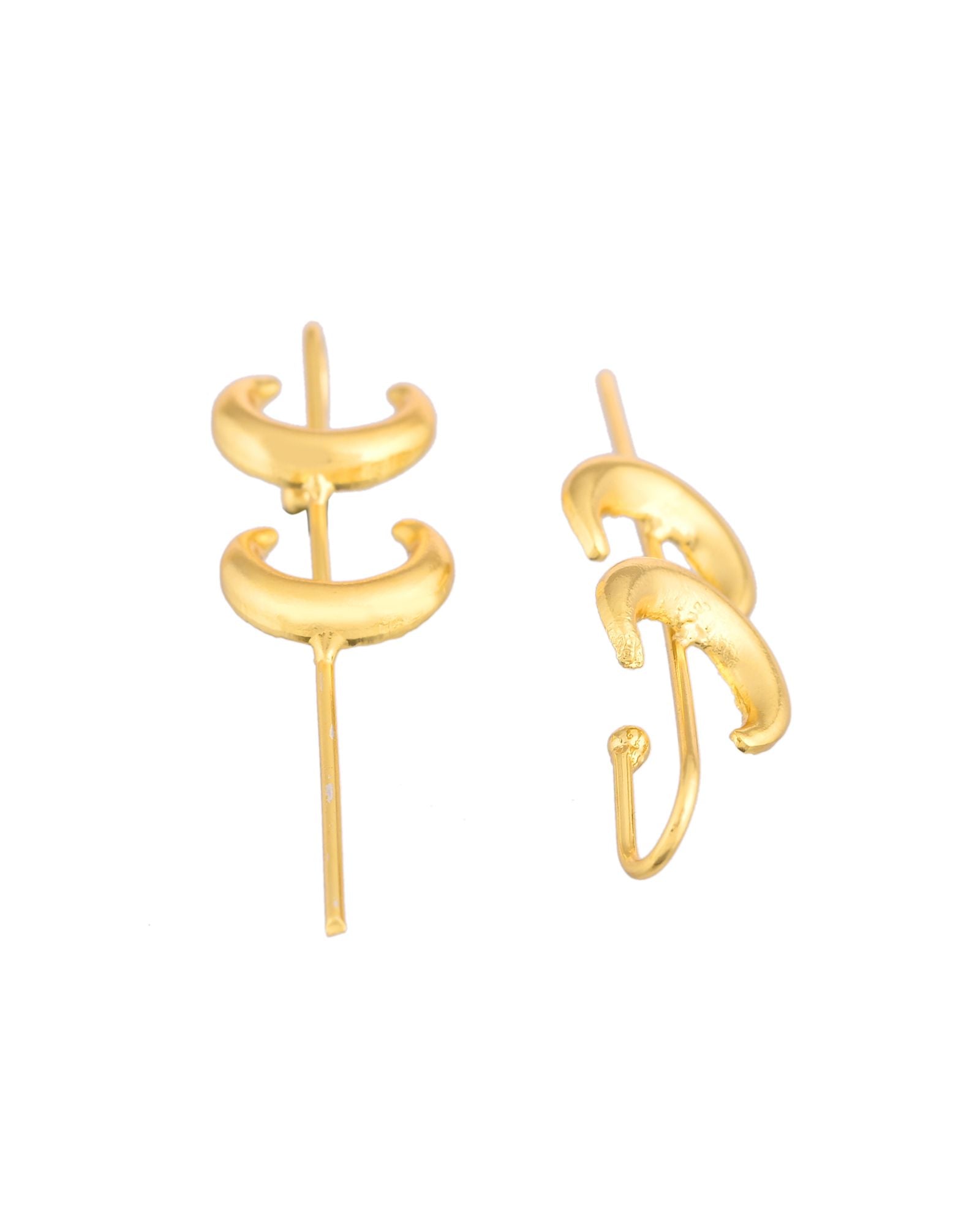 Jewels Nest Gold-Tone Crescent Ear Cuff Earrings For Women | Modern Minimal Statement Jewellery | Grocsy