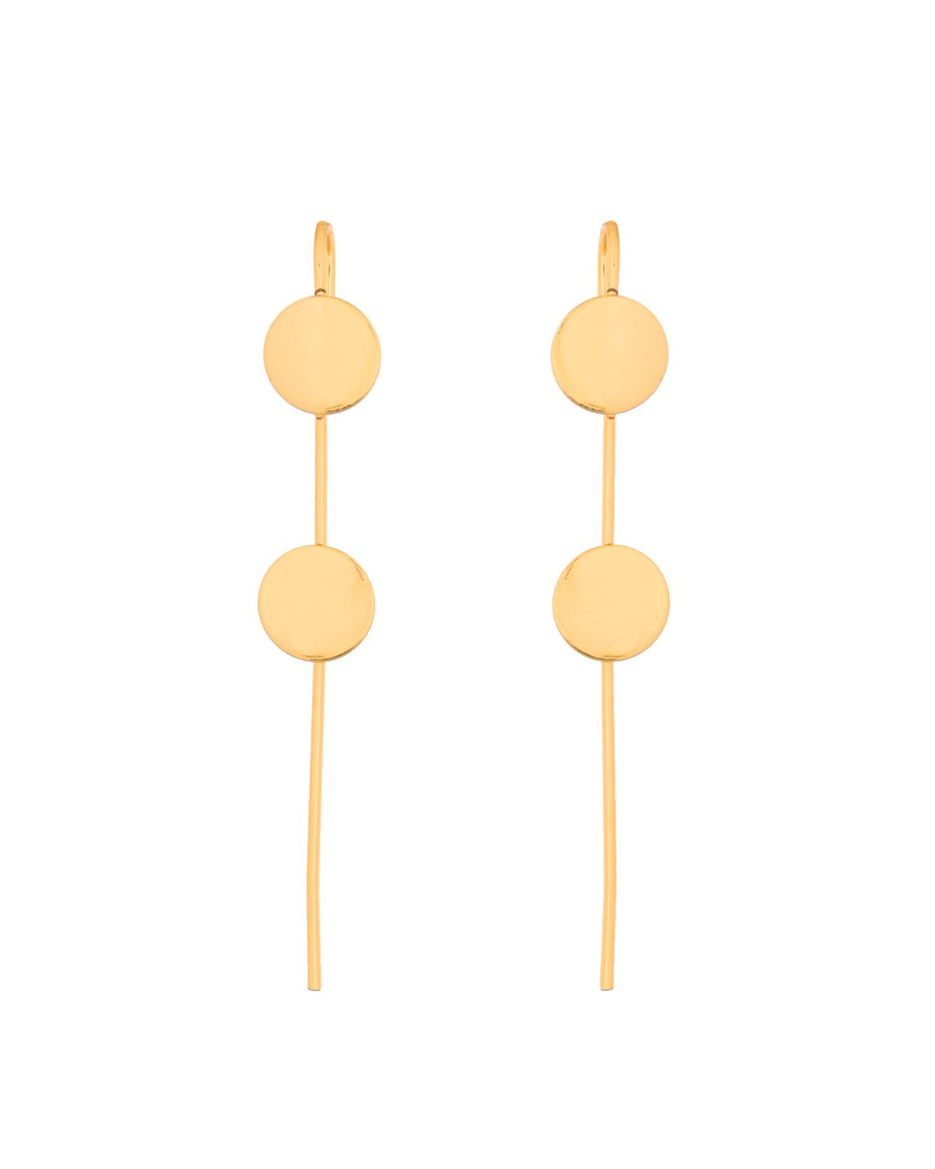 Jewels Nest Gold-Tone Dual Disc Ear Cuff Earrings For Women | Modern Minimal Statement Jewellery | Grocsy