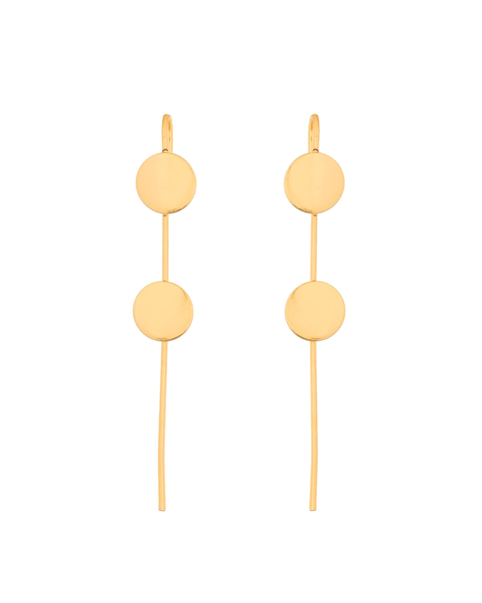 Jewels Nest Gold-Tone Dual Disc Ear Cuff Earrings For Women | Modern Minimal Statement Jewellery | Grocsy