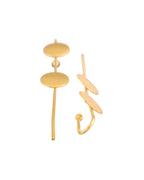 Jewels Nest Gold-Tone Dual Disc Ear Cuff Earrings For Women | Modern Minimal Statement Jewellery | Grocsy