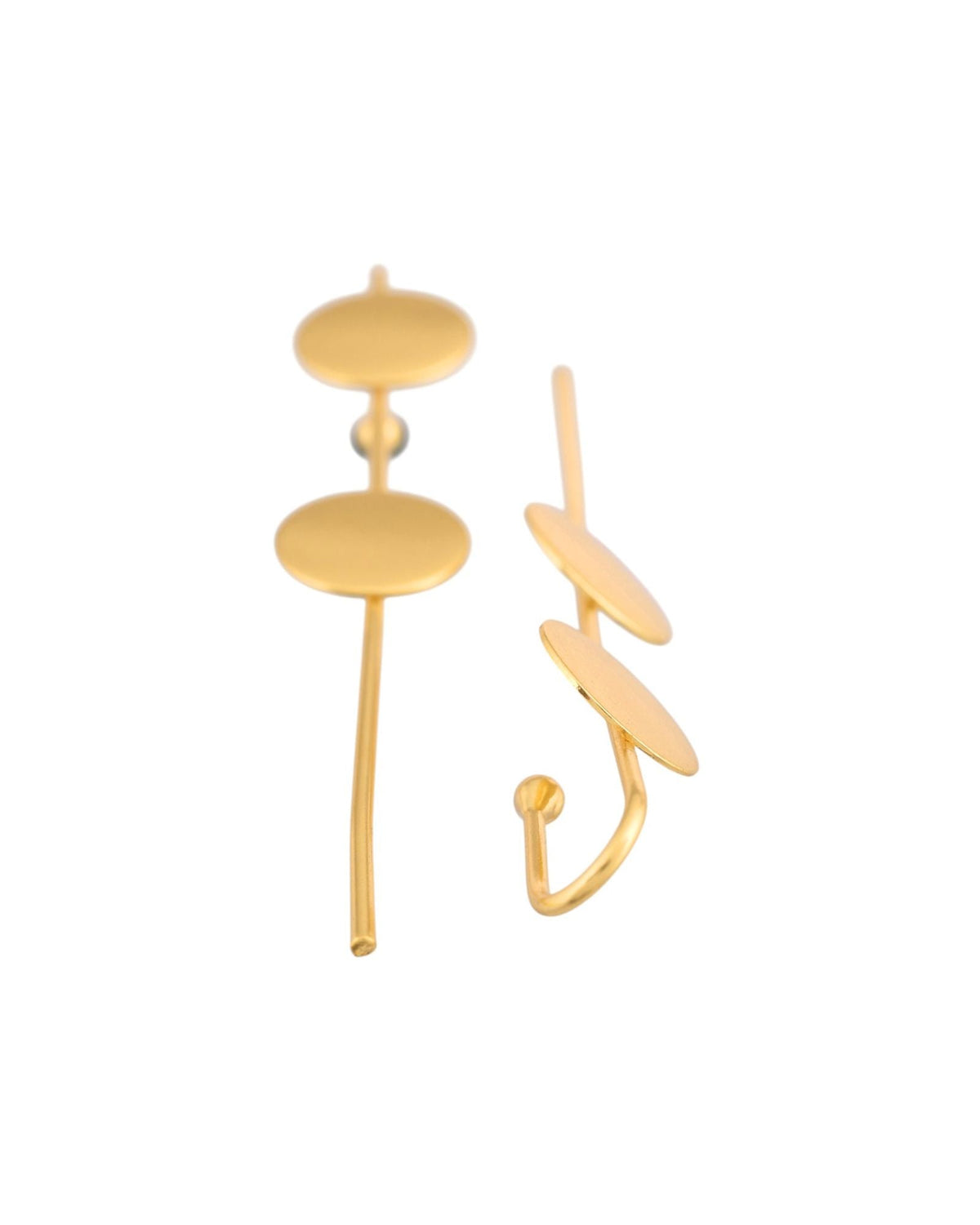 Jewels Nest Gold-Tone Dual Disc Ear Cuff Earrings For Women | Modern Minimal Statement Jewellery | Grocsy