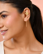 Jewels Nest Gold Tone Ear Cuff Earrings, Dual Disc Ear Cuff Women, Modern Ear Cuff Jewellery | Grocsy
