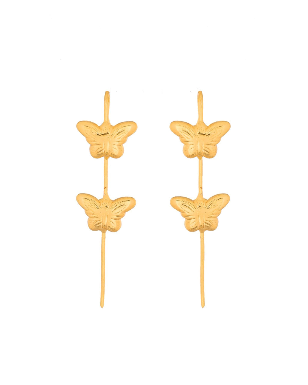 Jewels Nest Gold-Tone Butterfly Motif Linear Drop Earrings For Women | Minimal Elegant Jewellery | Grocsy