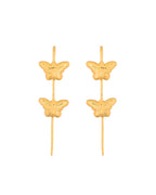 Jewels Nest Gold-Tone Butterfly Motif Linear Drop Earrings For Women | Minimal Elegant Jewellery | Grocsy