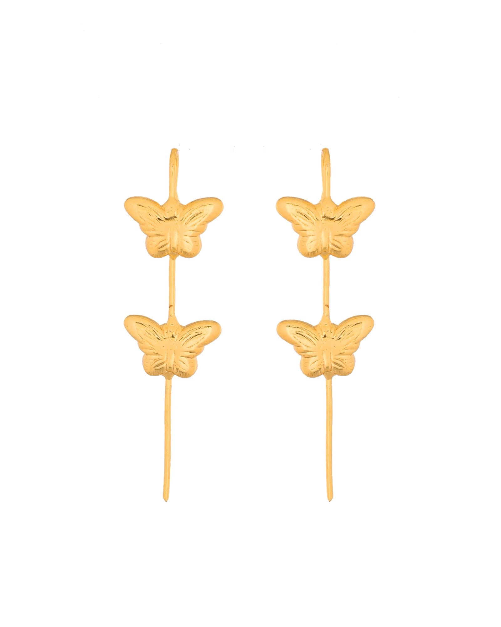 Jewels Nest Gold-Tone Butterfly Motif Linear Drop Earrings For Women | Minimal Elegant Jewellery | Grocsy