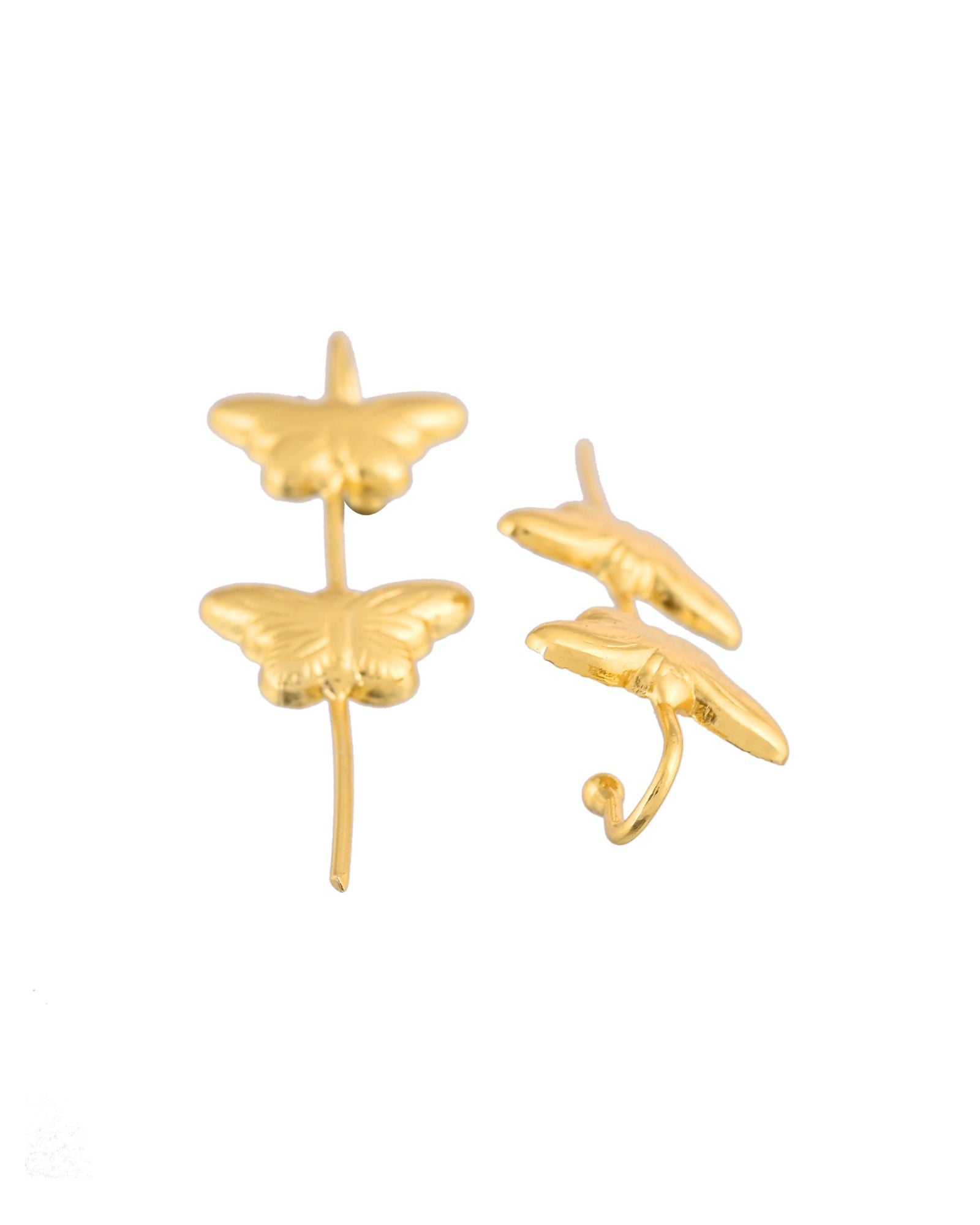 Jewels Nest Gold-Tone Butterfly Motif Linear Drop Earrings For Women | Minimal Elegant Jewellery | Grocsy