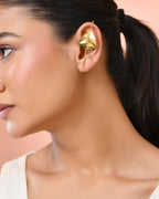 Jewels Nest Gold-Tone Abstract Leaf Linear Drop Earrings For Women | Minimal Modern Jewellery | Grocsy