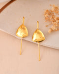 Jewels Nest Gold-Tone Abstract Leaf Linear Drop Earrings For Women | Minimal Modern Jewellery | Grocsy